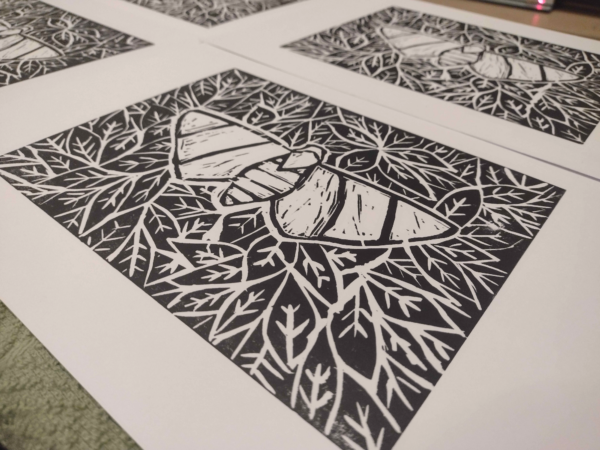 Moth Linocut Print