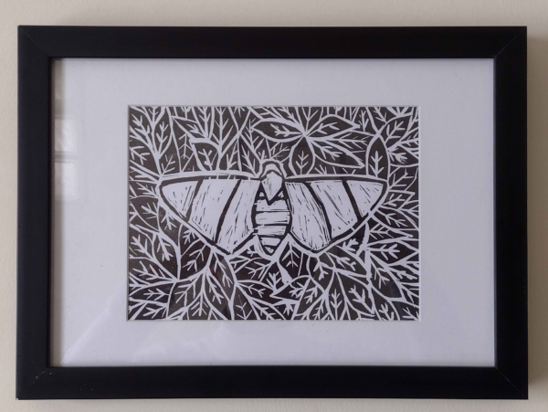 Moth Linocut Print